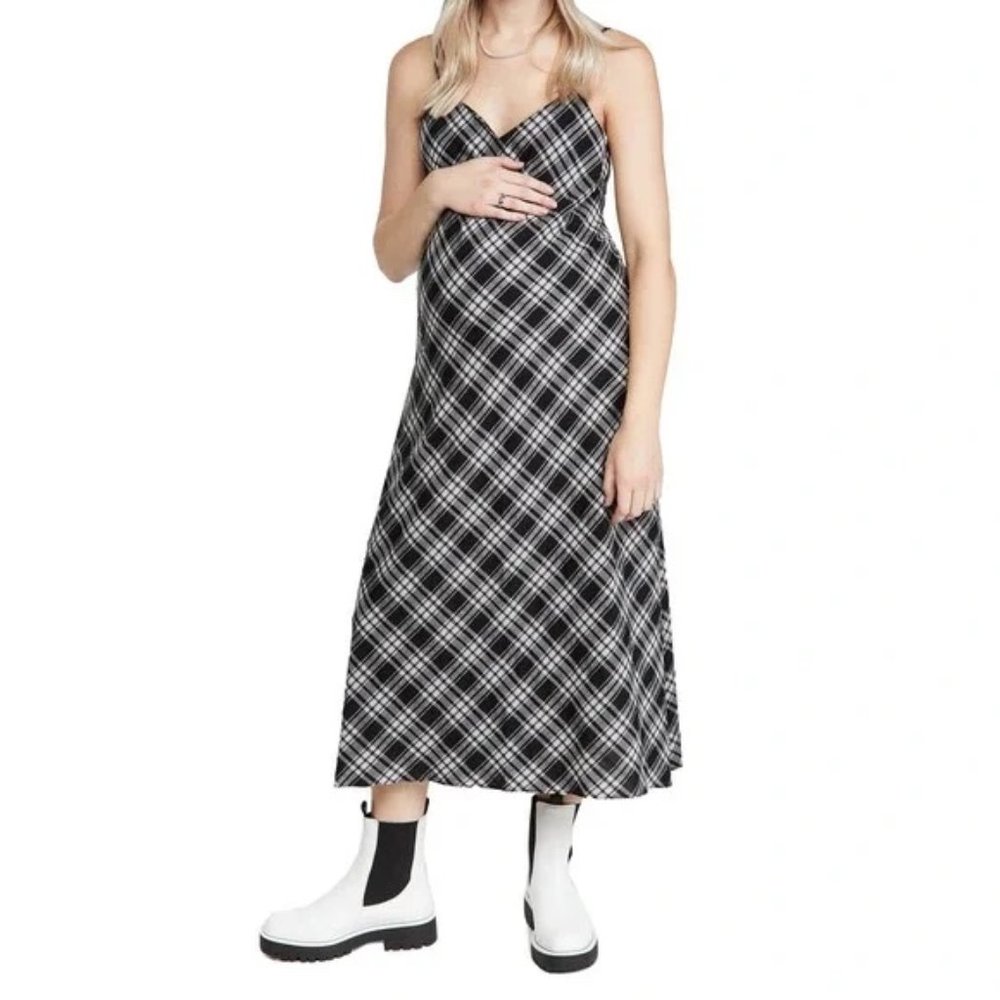 Hatch Collection, size 0, black/ivory plaid slip dress